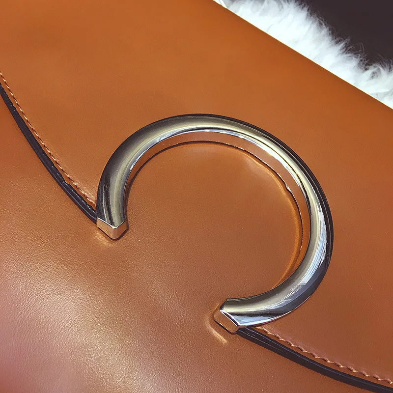 

2019 New Style Metal Ring Clutch PU Handbag Large Capacity Shoulder Oblique Bag