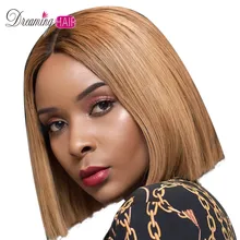 1B/27 Омбре парики Glueless кружева спереди короткие боб парики шелковистые прямые перуанские человеческие парики Remy для женщин 13x6 Кружева Детские волосы