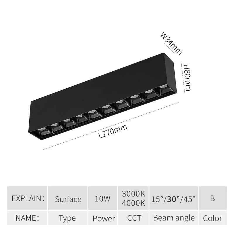 SCON AC85-240V OSRAM Чип 30 см линейный светильник Светодиодный точечный светильник бетонный поверхностный потолочный светильник s - Цвет корпуса: All Black