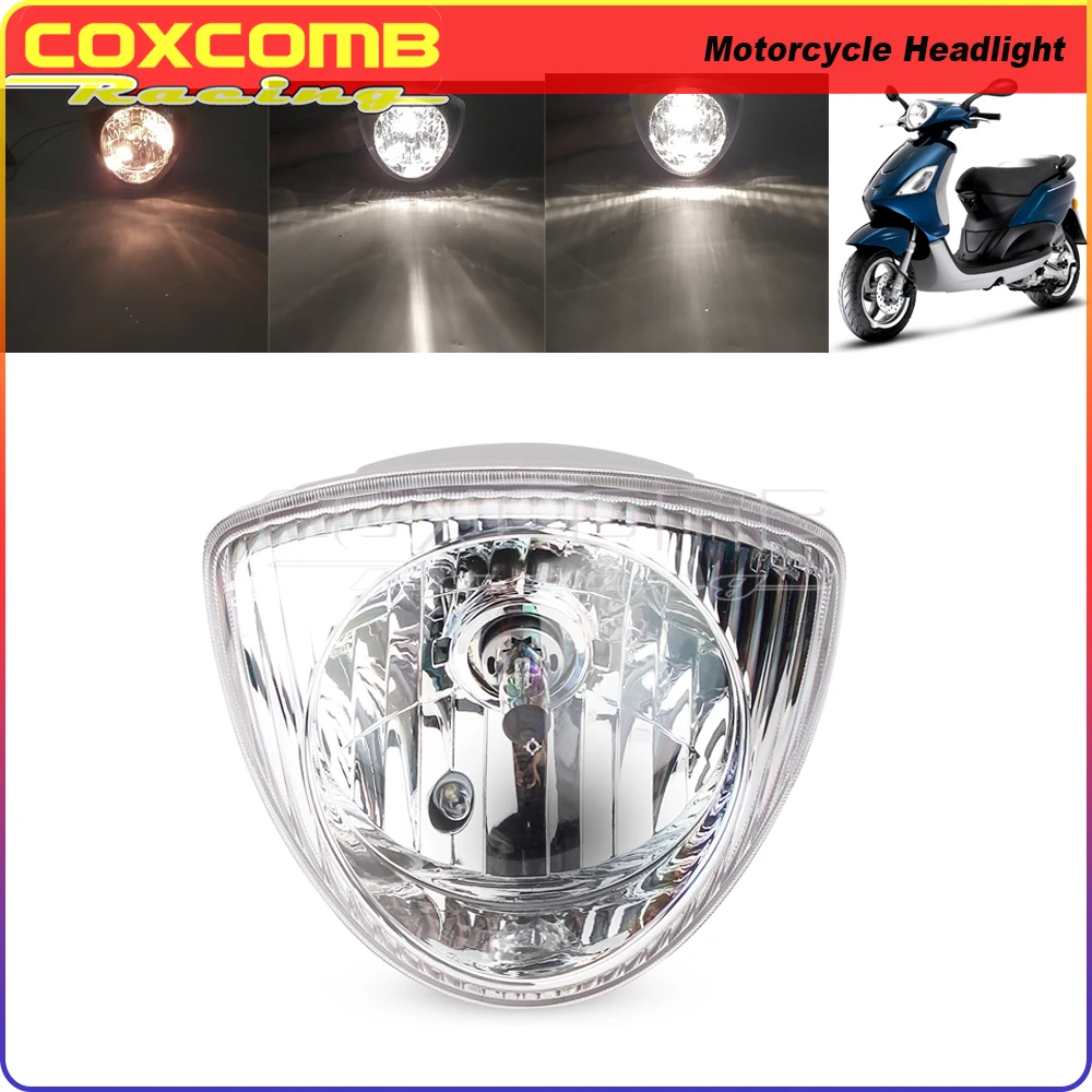Dc 12V Faro Anteriore Moto Per Fly 50 2T 4T 100 4T 125 4T Euro 3 150 4T Euro 3 Liberty 50 125 Lampadine Lampada Frontale Lente Trasparente