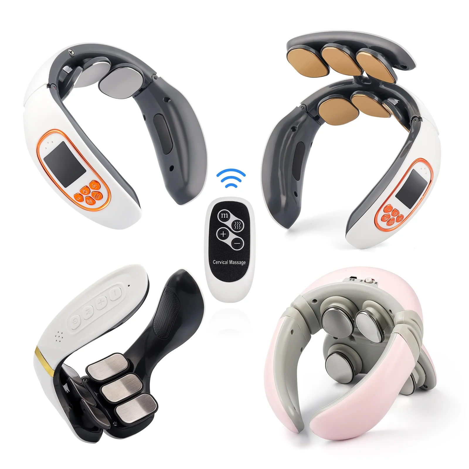 6D Electric Neck Massager TENS Cervical Shoulder Massager 42 Heating Therapy Vertebra Relax Pain Kneading Massage Health Care