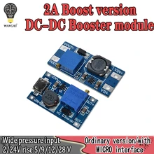 Mt3608 2a DC-DC intensifique a saída máxima 2v do módulo da fonte de alimentação do impulsionador do conversor-24v a 5v 9v 12v 28v para arduino