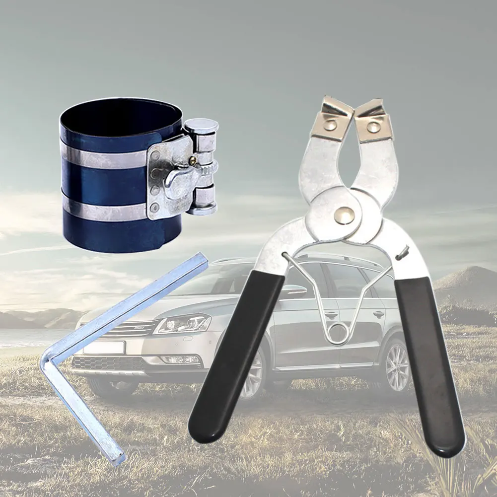 

With Pliers Adjustable Car Installer Steel Ratchet Wrench Engine Tool Auto Expand Maintenance Piston Ring Compressor Repair