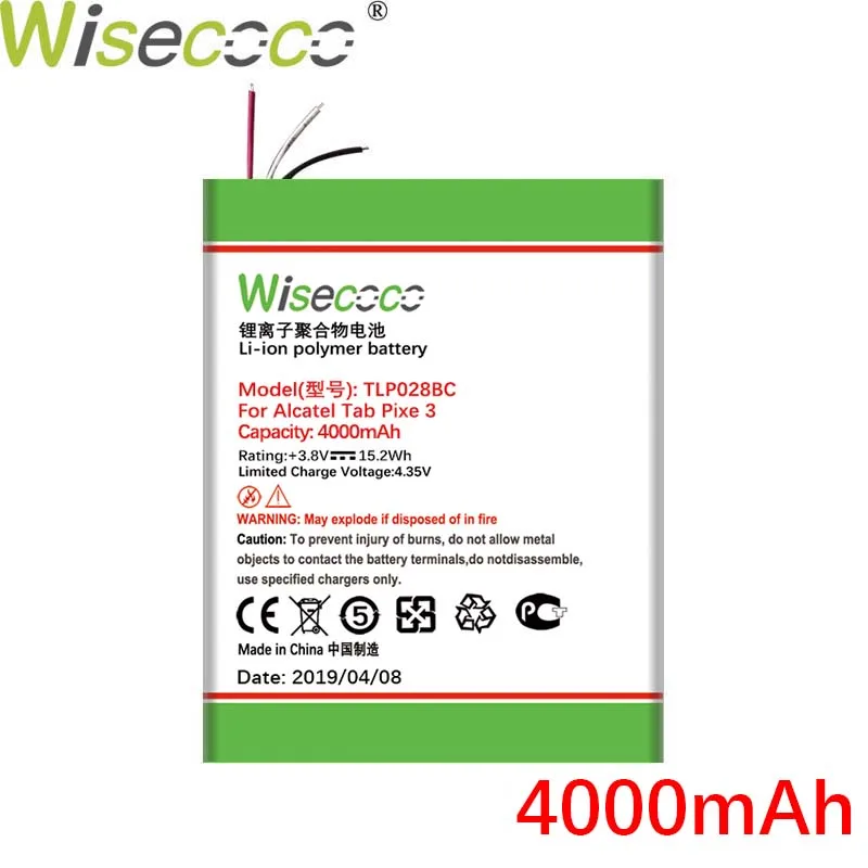 Wisecoco 4000 мАч TLP028BC TLp028BD батарея для телефона Alcatel tab pixe 3 последняя продукция батарея+ номер отслеживания