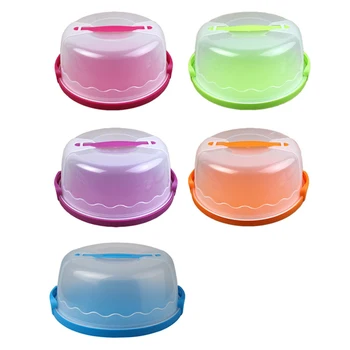 

Round Cake Carrier Handheld Plastic Pastry Storage Holder Dessert Container Cover Case Birthday Wedding Party Supplies