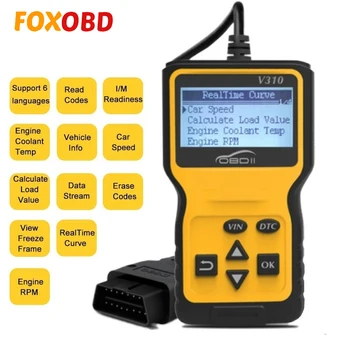 

OBDII Car Scan Tool V310 OBD2 Code Reader V1.1 Car Diagnostic Tool V310 Code Scanner V310