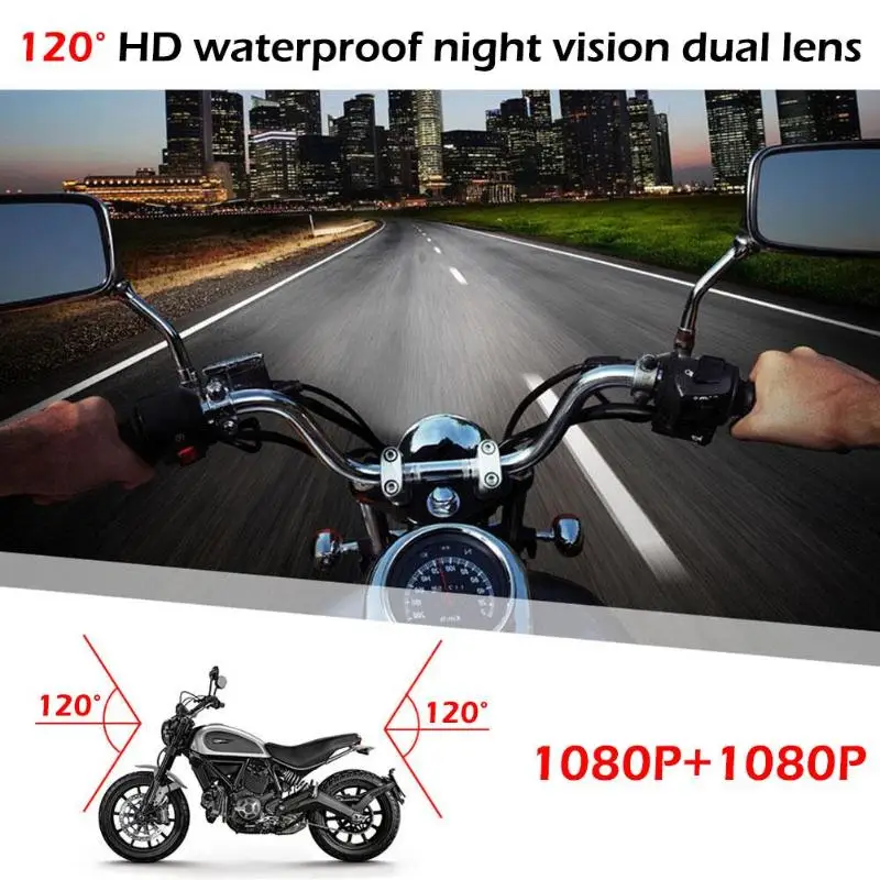 Мотоцикл dvr Dash Cam FHD 1080P+ 720P двойной объектив передний задний вид водонепроницаемый двигатель дистанционного управления экшн-камера рекордер g-сенсор