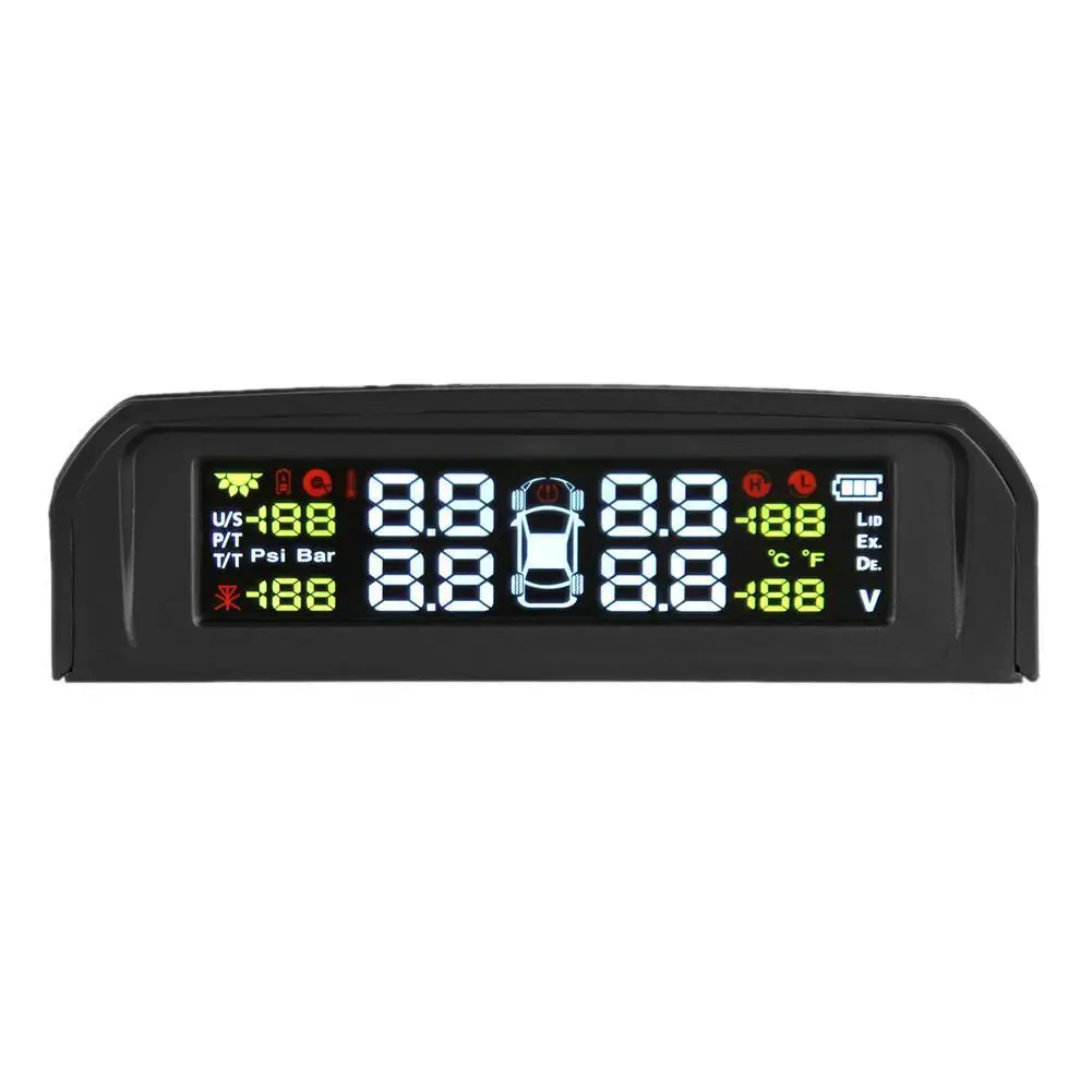 Vehemo черный ЖК TPMS система мониторинга давления в шинах Анти-взрыв автомобильный мониторинг шин низкая энергия Солнечный прочный