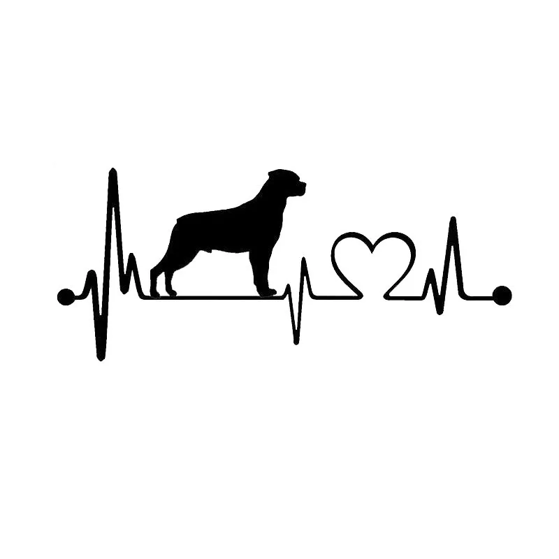 Aliauto Fashion Cartoon Car Stickers Rottweiler Heartbeat Lifeline Dog Cover Scratches Animal Decals Black/silver,19cm*8cm leather seat covers