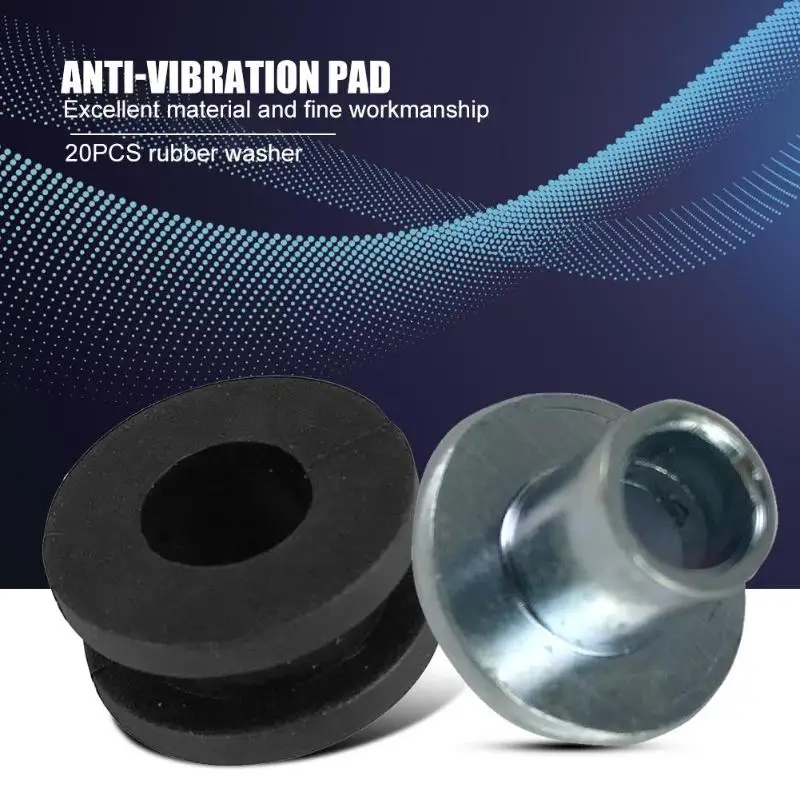 

20pcs Rubber Alloy Grommets Bolt Shockproof Gaskets Cushion Sleeve for Machinery Motorcycle Fairing Headlight Bracket