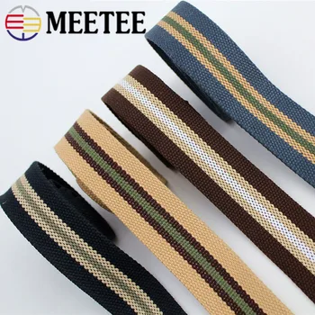 

2M 38mm Stripe Canvas Ribbon Polyester Cotton Webbing Strap for Binding Belts Tape Bag Backpack DIY Sewing Biasband Accessories