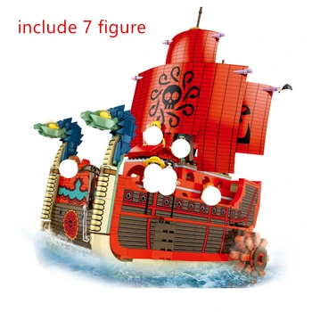 

ONE PIECE Boa Hancock Nine Snake Pirate Ship Building Blocks Kit Bricks Classic Movie Model Kids Toys For Children Gift