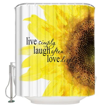 

Live Simple Laugh Often Love Sunflower Shower Curtain Waterproof Curtains Polyester Bath Curtain Bathroom Decor 12 Hooks