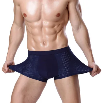

Oversized 5XL Mesh Hollow Sexy Ice Silk Men's Underwear Summer 3D Cool Man Boxer Shorts Solid Breathable Modal Underpants