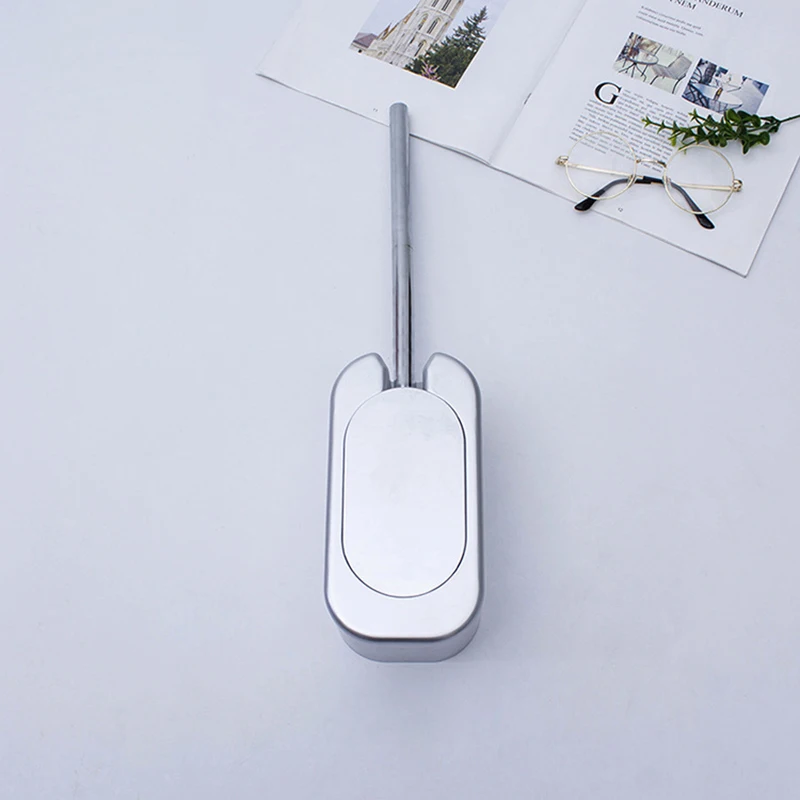 Toilet Brush Holder ABS Cleaning Brush Toilet Self Adhesive Plastic Brush and Holder Set Bathroom Accessories - Цвет: Серебристый