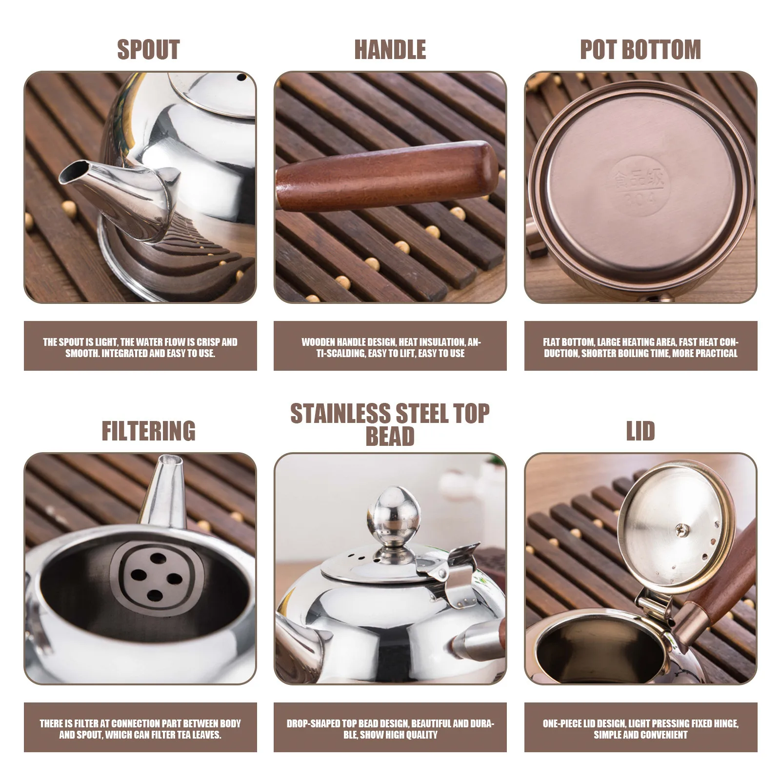 fogão de indução, Flat Bottom Pot, Adequado para Brewing café quente chá