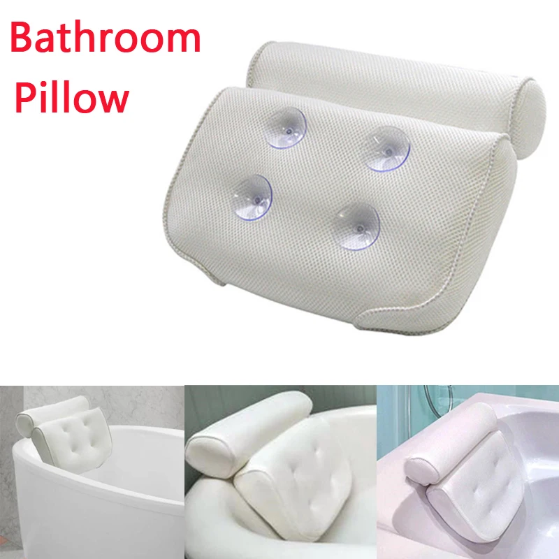

3D Mesh Bathroom Spa Bathtub Pillow Non-Slip Cushioned Bath Tub Jacuzzi Pillow Headrest With Suction Cups Neck Bath Cushion