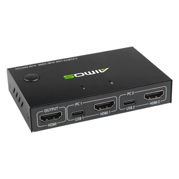 

HOT-AIMOS 2-Port HDMI KVM Switch Support 4Kx2K@30Hz HDMI KVM Switcher for Keyboard Mouse Printer U-Disk HUB