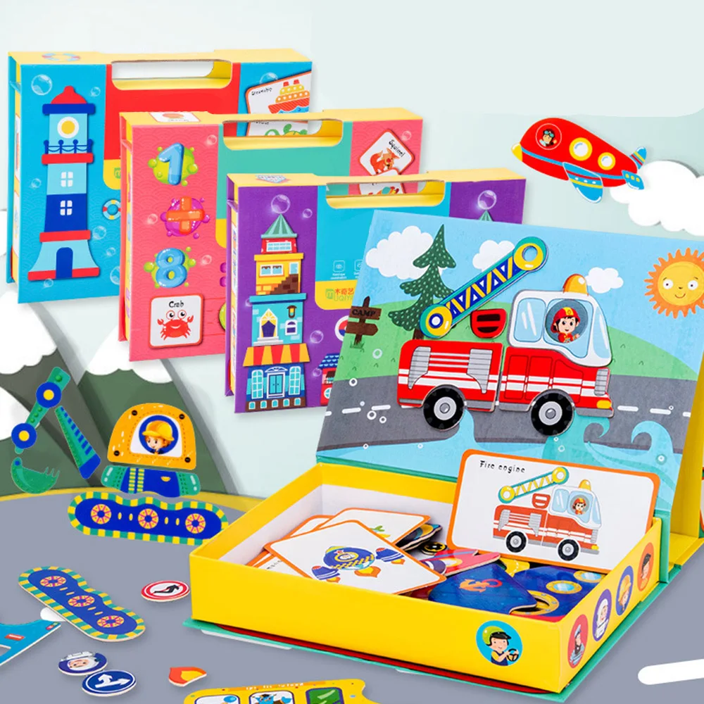 astounding  Cartoon Puzzle 3d Traffic Matching Woods Jigsaw Games Toy Early Learning Traffic Puzzles Educationa
