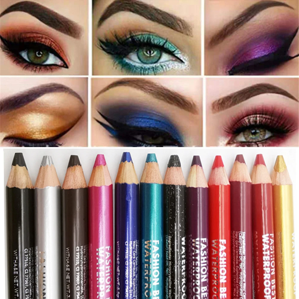 1Pc Eye Shadow Liner Pen Highlighter Waterproof Glitter Matte Eyeliner Pencil 12 Colors Long Lasting Eye Beauty Cosmetic Makeup