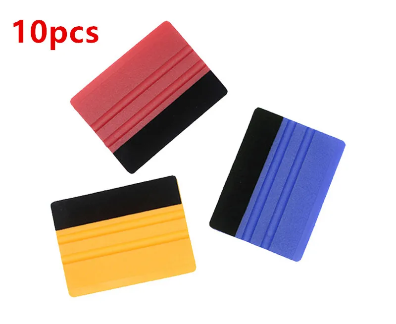 

10Pcs Blue Red Yellow Squeegee Felt Edge Scraper Car Decals Vinyl Wrapping & Tint Tools Pro Plastic Soft Wrapping Spatula Tool