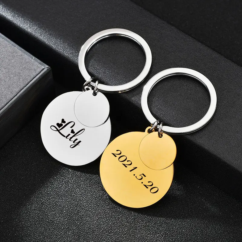 

Custom Engraved Keychain For Car Logo Name Stainless Steel Personalized Letter Lucky Numbers Customized Anti-lost Keyring Gifts