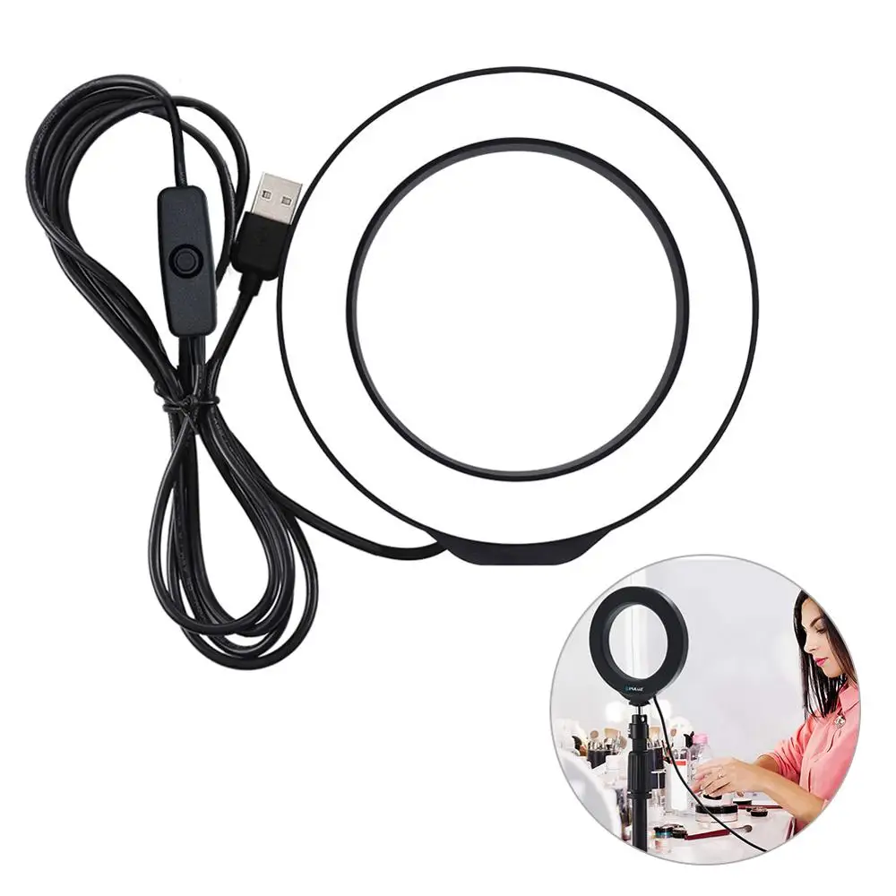 

USB White Light LED Ring Vlogging Photography Video Lights Black Selfie Ring 4.7 Inch Light Flash Led Camera Phone Photography