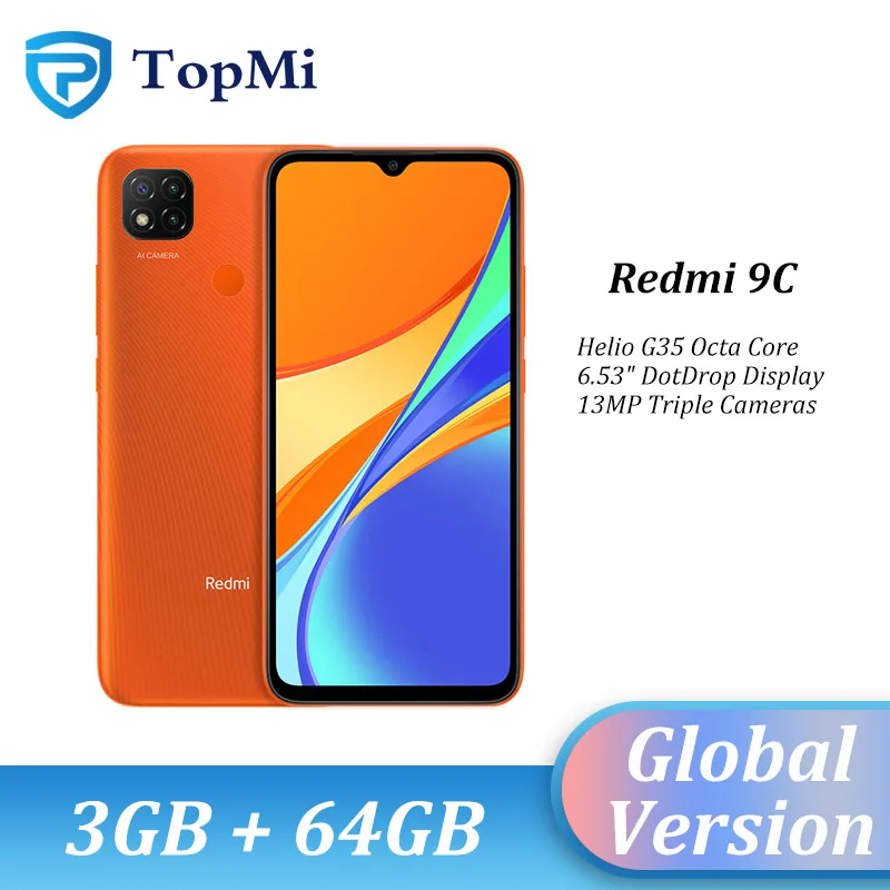 Xiaomi-smartphone Redmi 9C, versión Global, 3GB de RAM, 64GB de ROM, Triple CÁMARA DE 13MP, MTK Helio G35, batería de 5000mAh, Redmi9c