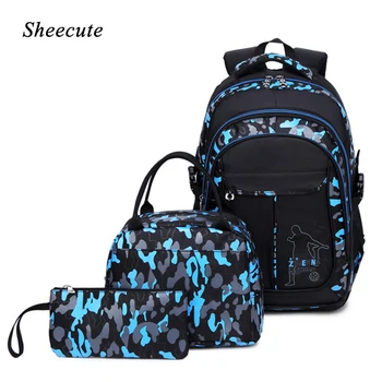 

Fashion Backpack High Capacity Children School Bags 3 Pcs/set Boys and Girls Backpacks Camouflage Printed Kids School Backpack