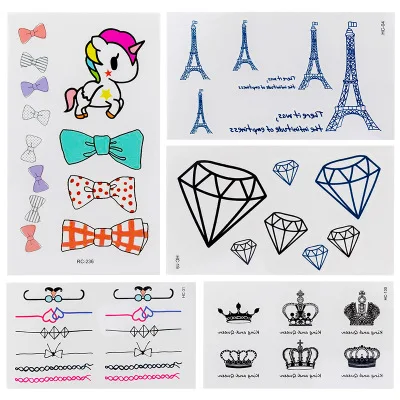 

Waterproof Temporary Tattoo Stickers Diamond Crown Heart Fake Tatto Flash Tatoo Tatouage Body Art Hand Foot for Girl Women Men