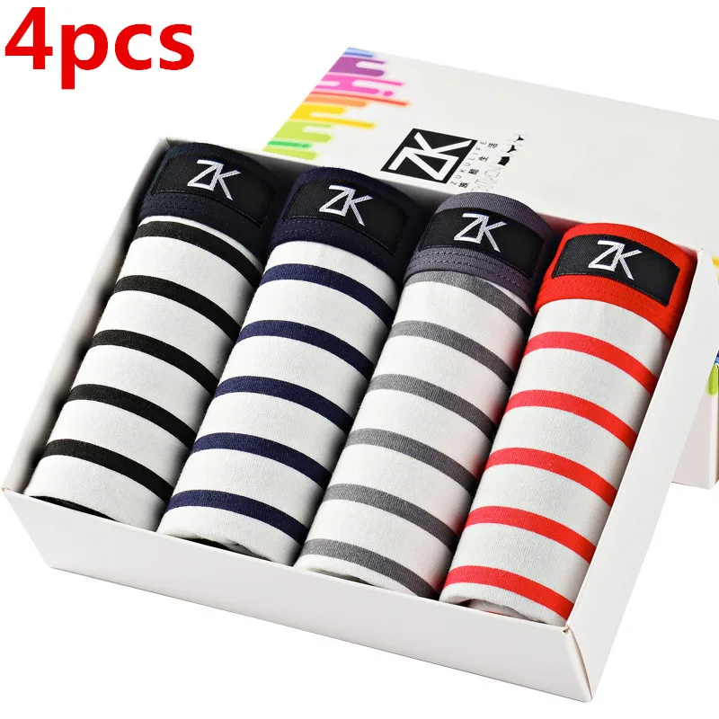 Мужские трусы боксеры с принтом 4 шт./лот сексуальное нижнее белье для