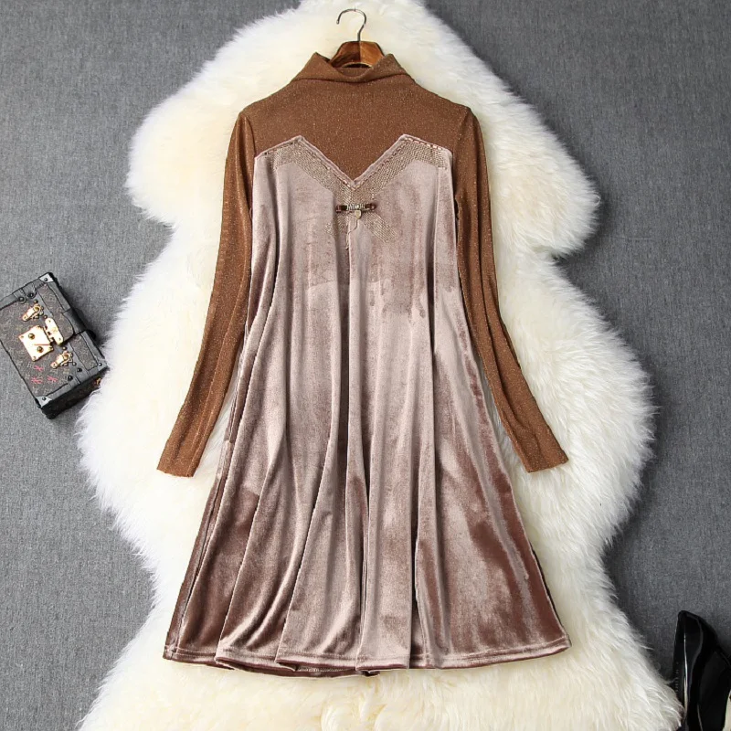 Новинка 2019 роскошное осеннее вельветовое свободное женское платье xl женская