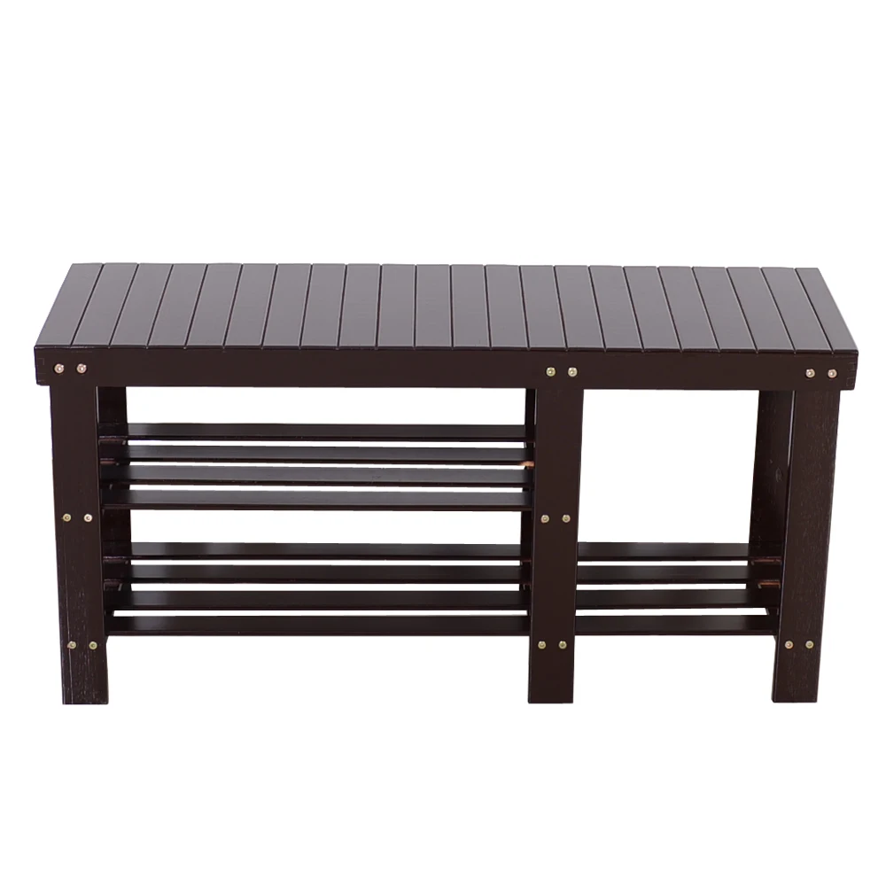 

Shoe Rack 90cm Strip Type Bamboo Stool with Boots Compartment Coffee [Boots version]