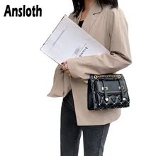 Anslot сумка на плечо с ромбовидной решеткой женская сумка-мессенджер с двойной пряжкой для женщин модная женская сумка через плечо с небольшой ручкой HPS697