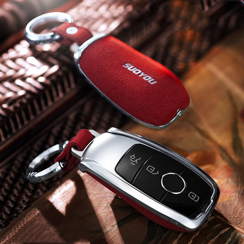 Genuine Leather Galvanized Alloy Car Key Case Cover For Mercedes Benz C Class W205 GLC GLA AMG W203 W210 W211 W124 W202 W204 | Автомобили