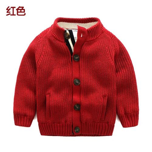 WBaby/Бархатный свитер г. Осенне-зимнее утепленное пальто в Корейском стиле для мальчиков my-0975 - Цвет: Красный