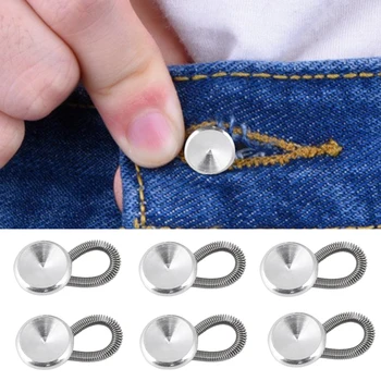 

1pc/6pcs Metal Button Sewing Tool Jeans Pants Buttons Waist Stretch Extender Women Men Fix Expanders