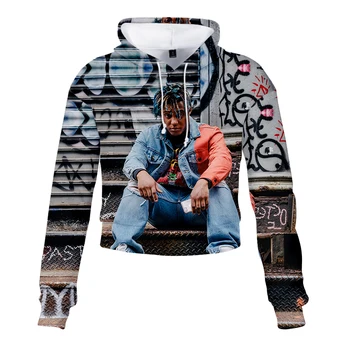 

Crop Top Hoodie For Girls In Women Hoodies Juice WRLD 3D Print Long Sleeve Tops Santa Claus Hooded Pullover Sweatshirts Clothing