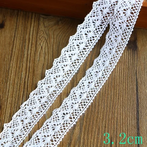 3.2CM 5yards 2-6 см, 5 ярдов, белое кружево высокого качества, хлопковое кружево для шитья, для домашнего интерьера, аксессуары для одежды, материал «сделай сам» - Цвет: 3.2CM 5yards
