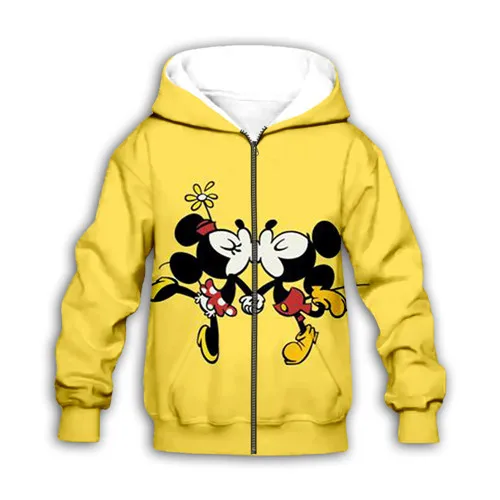 Kids zip hoodies Детский комплект, мультяшный Микки, Минни, 3d принт, толстовка с капюшоном, штаны свитшот с мышью на молнии, футболки для мальчиков и девочек топ с длинными рукавами, Прямая поставка - Цвет: Kids zip hoodies