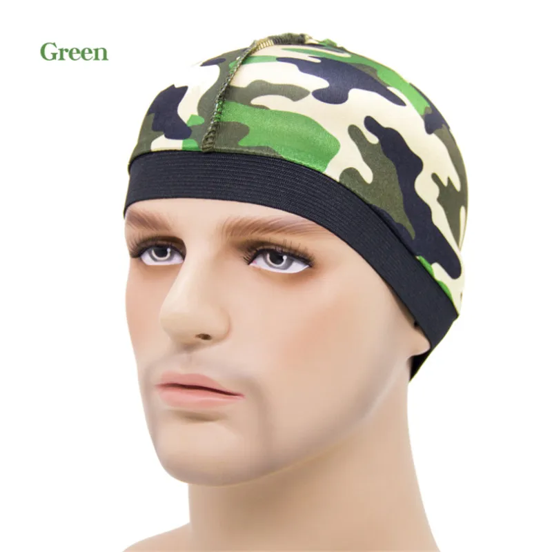 

Dome Wave Cap Imitation Silk Bonnet Satin Turban Hat Hair Headwear Camouflage Breathable Bottoming Wide-Brimmed Wraps For Men