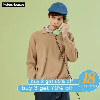 

Metersbonwe Brand Knitted Sweater Men 2020 Spring Autumn Fashion Long Sleeve Knitted Men Cotton Sweater Lapel Pullover