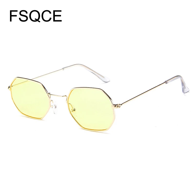 Круглые Солнцезащитные очки, модные шестигранные Квадратные прозрачные солнцезащитные очки для женщин, фирменный дизайн, мужские винтажные зеркальные Оптические солнцезащитные очки в металлической оправе