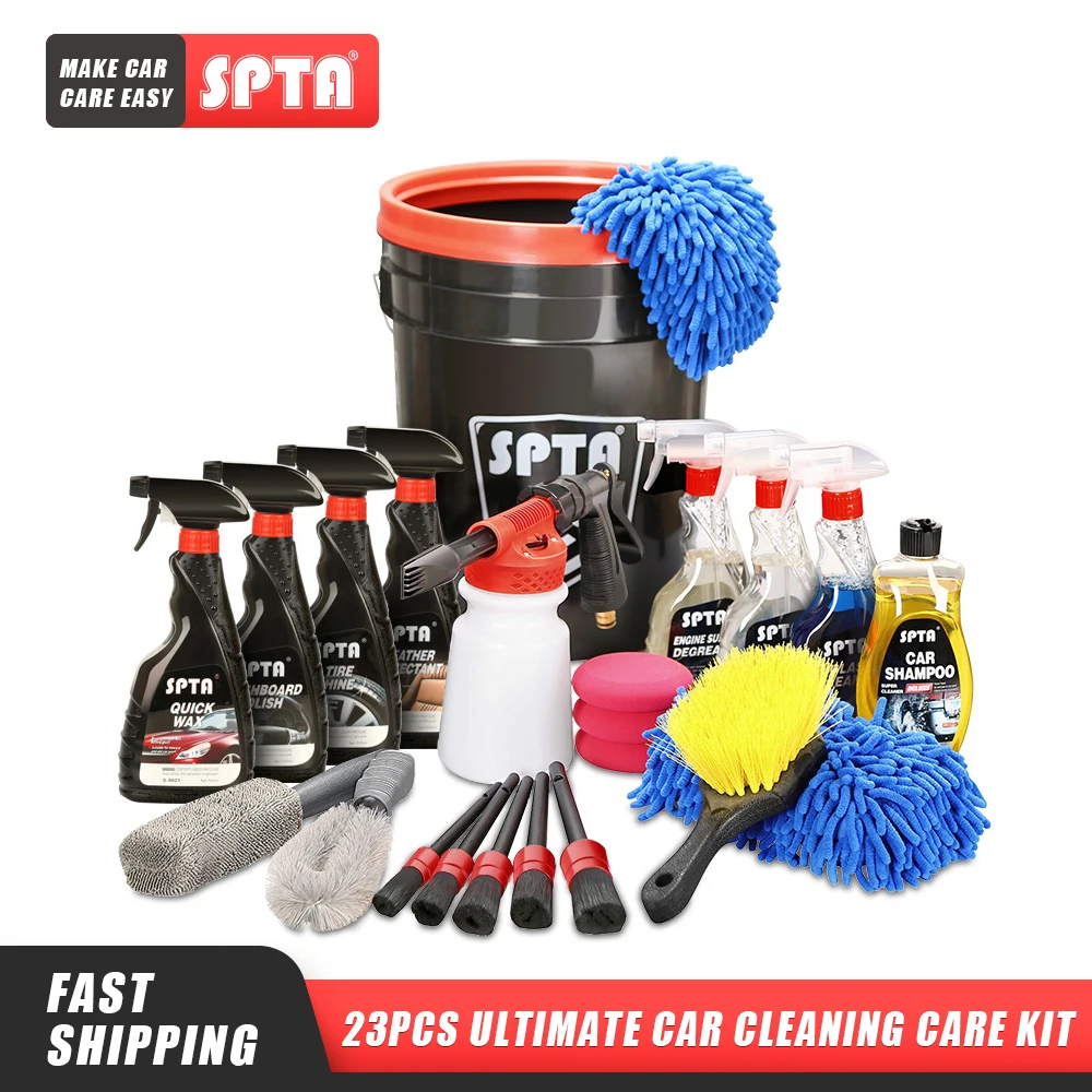Spta 23pcs Ultimate Car Cleaning Care Kit Car Shampoo Engine Surface
