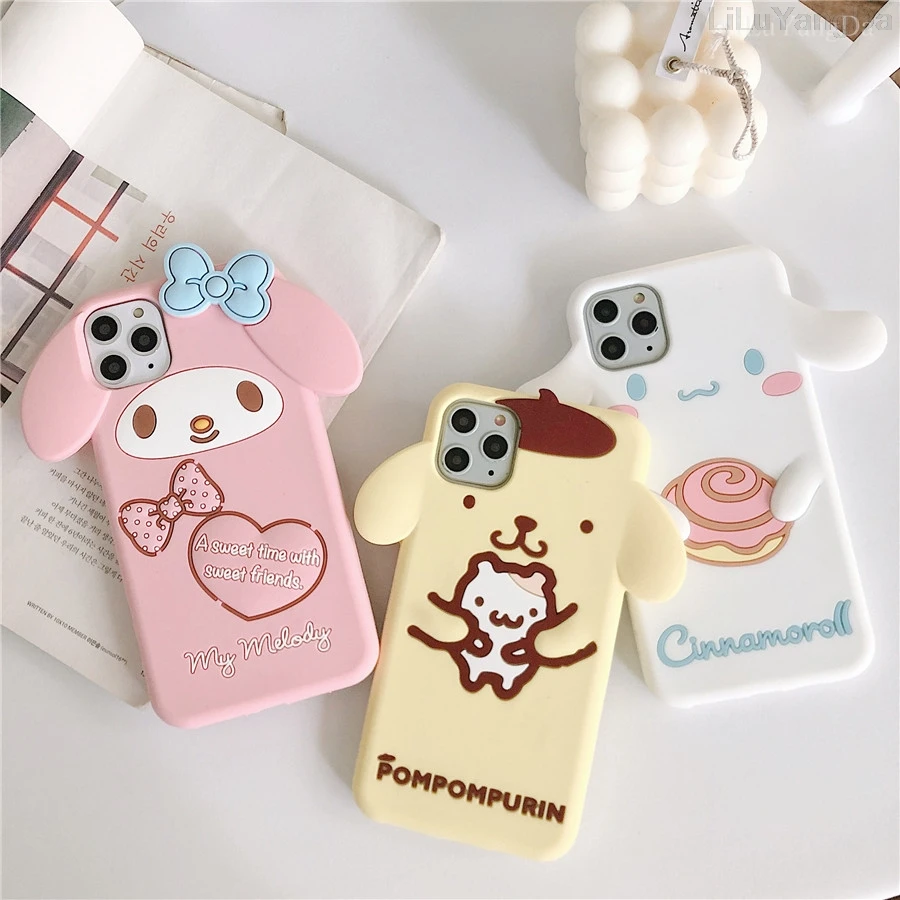 Чехол для iPhone 11 pro max милый мультяшный 3D розовый кролик моя мелодия чехол телефона