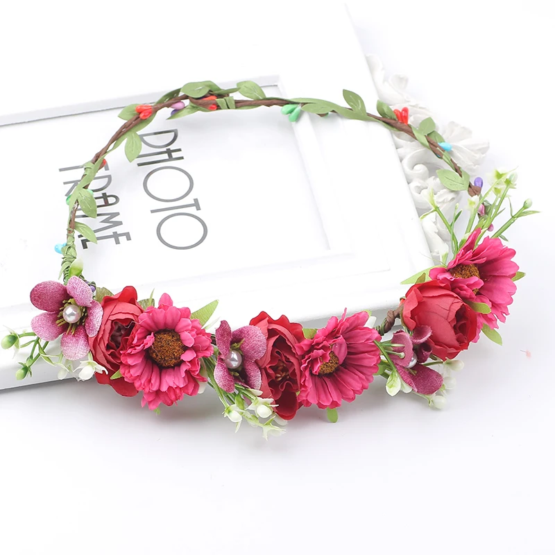 ひまわりの花の冠人工花のヘッド花輪シャヘッドピースウェディングヘアアクセサリー花クラウン女の子のためのヘア女の子 Aliexpress Apparel Accessories