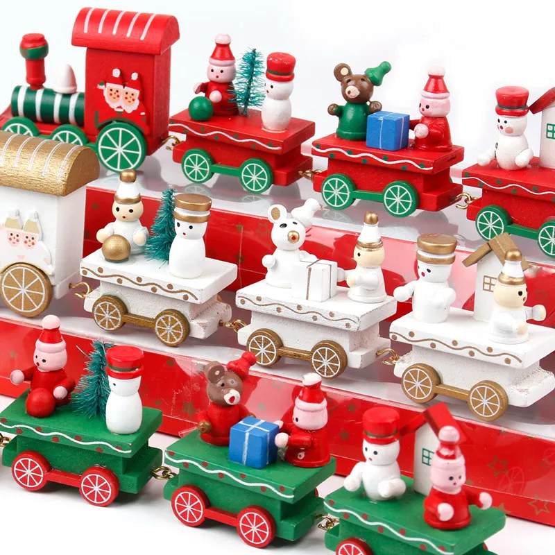 PATIMATE Christmas Wooden Train Merry Christmas Decorations For Home Christmas Ornaments Xmas Navidad Gift New Year