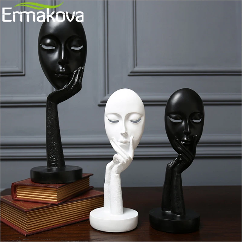 Ермакова нордический абстрактный мыслитель мышление Леди Маска Статуэтка смола статуя офис, ТВ-кабинет украшение дома ремесла