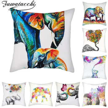 

Fuwatacchi Cartoon Pattern Cushion Cover Elephant Pattern Pillow Covers Cute for Home Sofa Decorative Throw Pillowcase 45*45cm