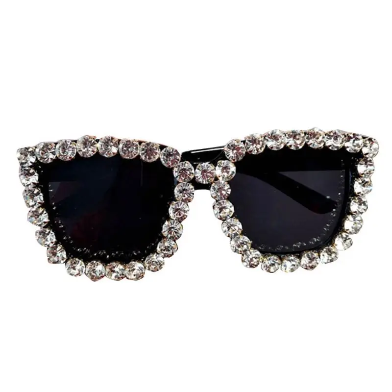 Черные Хрустальные солнцезащитные очки для женщин Кошачий глаз Винтажные Солнцезащитные очки Роскошные солнцезащитные очки для женщин большие модные тени Gafas UV400